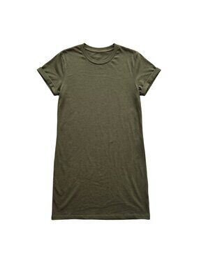 NWT | Army Green Cuffed Short Sleeve Crew Neck Midi Casual T-Shirt Dress | Small